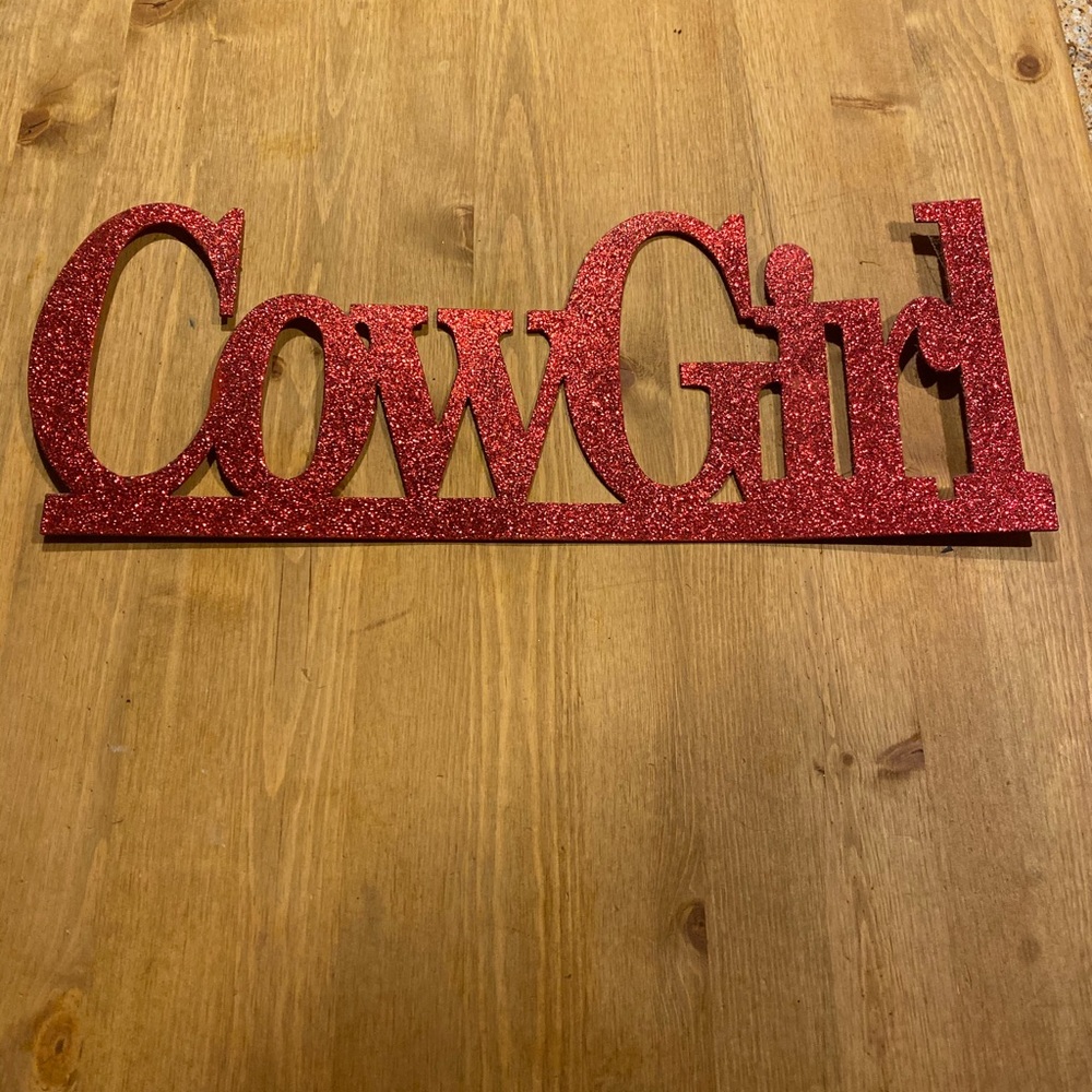 Large red bling cowgirl sign